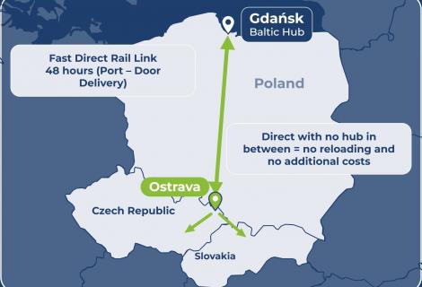 Service frequency increased between Gdańsk and Ostrava-Paskov
