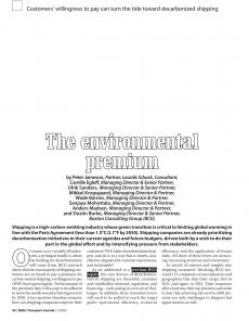 BTJ 1/23 - SUSTAINABILITY: The environmental premium. Customers' willingness to pay can turn the tide toward decarbonized shipping