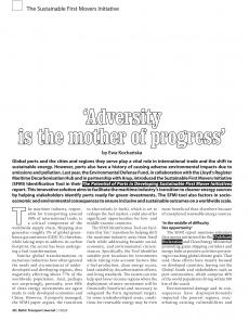 BTJ 1/24 - SUSTAINABILITY: 'Adversity is the mother of progress.' The Sustainable First Movers Initiative