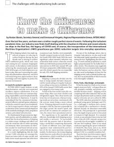 BTJ 1/24 - SUSTAINABILITY: Know the differences to make a difference. The challenges with decarbonising bulk carriers