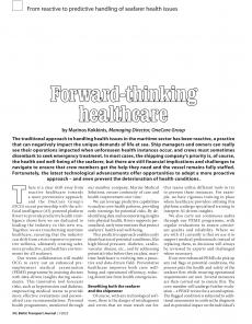 BTJ 1/25 - SUSTAINABILITY: Forward-thinking healthcare. From reactive to predictive handling of seafarer health issues