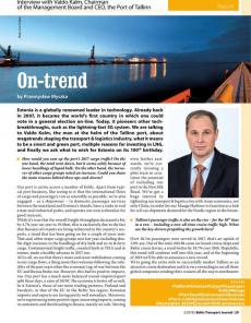 BTJ 2/18 - On-trend. Interview with Valdo Kalm, Chairman of the Management Board and CEO, the Port of Tallinn