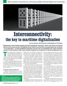 BTJ 2/19 - Technology: Interconnectivity: the key to maritime digitalization. Why companies should look to connecting multiple individual digital tools rather than search for an end-to-end solution