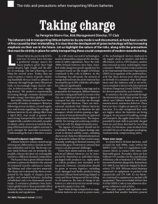 BTJ 2/22 - LEGAL: Taking charge. The risks and precautions when transporting lithium batteries