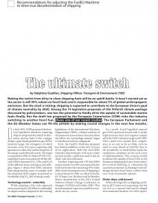 BTJ 2/22 - SUSTAINABILITY: The ultimate switch. Recommendations for adjusting the FuelEU Maritime to drive true decarbonisation of shipping