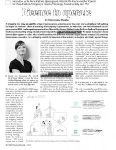 BTJ 2/23 - SUSTAINABILITY: Licence to operate. Interview with Anne Katrine Bjerregaard, Mærsk Mc-Kinney Møller Center for Zero Carbon Shipping's Head of Strategy, Sustainability and ESG