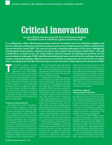 BTJ 2/24 - TECHNOLOGY: Critical innovation. Survey results on the adoption of autonomous maritime systems