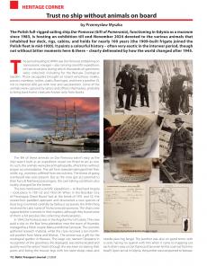 BTJ 2/24 - HERITAGE CORNER: Trust no ship without animals on board