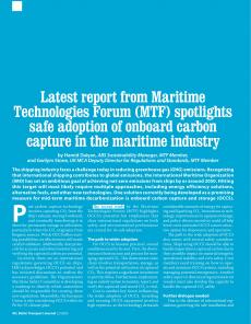 BTJ 2/25 - MARITIME: Latest report from Maritime Technologies Forum (MTF) spotlights safe adoption of onboard carbon capture in the maritime industry