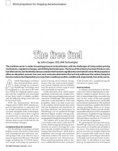BTJ 2/25 - SUSTAINABILITY: The free fuel. Wind propulsion for shipping decarbonisation