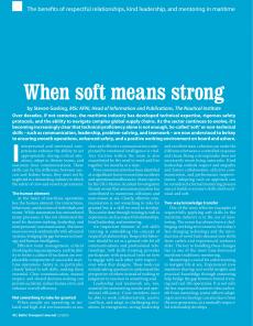 BTJ 2/25 - MARITIME: When soft means strong. The benefits of respectful relationships, kind leadership, and mentoring in maritime