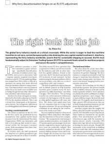 BTJ 2/26 - SUSTAINABILITY: The right tools for the job. Why ferry decarbonisation hinges on an EU ETS adjustment