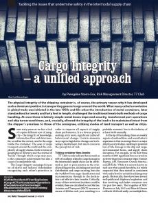 BTJ 3-4/19 - Legal: Cargo Integrity - a unified approach. Tackling the issues that undermine safety in the intermodal supply chain