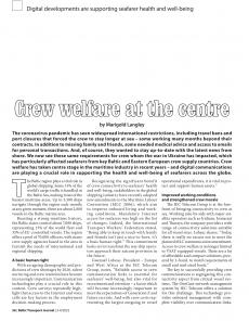 BTJ 3-4/22 - SUSTAINABILITY: Crew welfare at the centre. Digital developments are supporting seafarer health and well-being