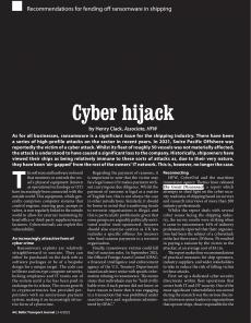 BTJ 3-4/22 - LEGAL: Cyber hijack. Recommendations for fending off ransomware in shipping