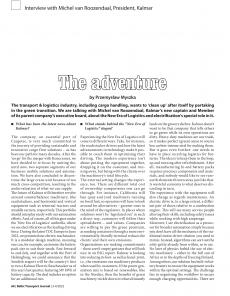 BTJ 3-4/22 - SUSTAINABILITY: The adventure. Interview with Michel van Roozendaal, President, Kalmar