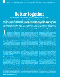 BTJ 3-4/23 - MARITIME: Better together. Combining route optimization with wind propulsion for greater ship emission reduction