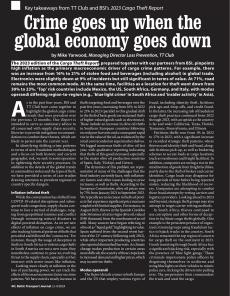 BTJ 3-4/24 - LEGAL: Crime goes up when the global economy goes down. Key takeaways from TT Club and BSI's 2023 Cargo Theft Report