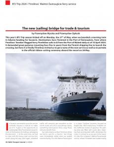 BTJ 3-4/24 - BTJ TRIP: Finnlines' Malmö-Świnoujście ferry service: The new (sailing) bridge for trade & tourism