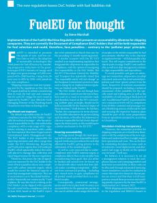 BTJ 3-4/24 - MARITIME: FuelEU for thought. The new regulation leaves DoC holder with fuel liabilities risk