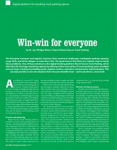 BTJ 5/19 - Technology: Win-win for everyone. Digital platform for booking truck parking spaces