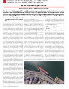 BTJ 5/22 - BTJ TRIP 2022 \ SWEDEN: Much more than just quays. Interview with Douglas Heilborn, CEO, and Fredrik Nikander, Marketing and Sales Director, the Port of Oxelösund