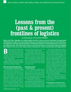 BTJ 5/24 - TECHNOLOGY: Lessons from the (past & present) frontlines of logistics. How to build a scalable, high-quality, reliable, and collaborative automated future
