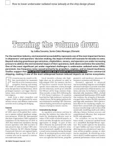BTJ 5/25 - SUSTAINABILITY: Turning the volume down. How to lower underwater radiated noise (already at the ship design phase)