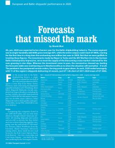 BTJ 6/21 - MARITIME: Forecasts that missed the mark. European and Baltic shipyards' performance in 2020
