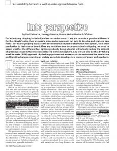 BTJ 6/22 - SUSTAINABILITY: Into perspective. Sustainability demands a well-to-wake approach to new fuels