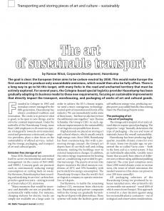 BTJ 6/22 - SUSTAINABILITY: The art of sustainable transport. Transporting and storing pieces of art and culture - sustainably