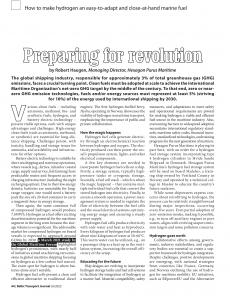 BTJ 6/23 - SUSTAINABILITY: Preparing for revolution. How to make hydrogen an easy-to-adapt and close-at-hand marine fuel