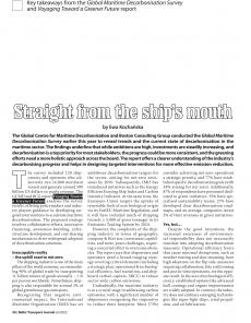 BTJ 6/23 - SUSTAINABILITY: Straight from the ship's mouth. Key takeaways from the Global Maritime Decarbonisation Survey and Voyaging Toward a Greener Future report