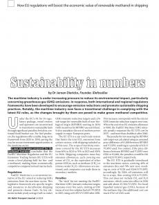 BTJ 6/24 - SUSTAINABILITY: Sustainability in numbers. How EU regulations will boost the economic value of renewable methanol in shipping