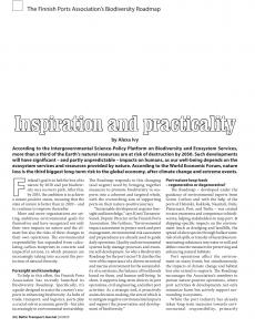 BTJ 6/25 - SUSTAINABILITY: Inspiration and practicality. The Finnish Ports Association's Biodiversity Roadmap