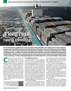 BTJ 6/17 - A long road (worth travelling). How e-procurement is driving the evolution of digitalisation in shipping