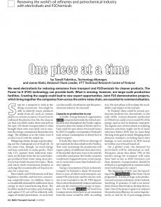 BTJ 3-4/21 - SUSTAINABILITY: One piece at a time. Renewing the world's oil refineries and petrochemical industry with electrofuels and P2Chemicals