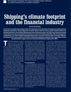 BTJ 1/21 - ECONOMY: Shipping's climate footprint and the financial industry. The Poseidon Principles' first report highlights banks' influence on carbon emissions from maritime transport