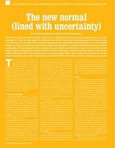 BTJ 3-4/20 - Report: The new normal (lined with uncertainty). The to-date and further potential impact of COVID-19 on the container supply chain