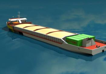 Electric barge for dry bulk transport in Stockholm