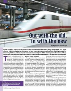 BTJ 3-4/18 - Focus: Out with the old, in with the new. What benefits can digitization bring to rail maintenance