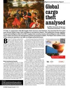 BTJ 1/19 - Global cargo theft analysed. Findings from the Semi-Annual Global Cargo Theft Intelligence and Advisory Report