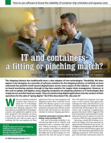 BTJ 6/18 - IT and containers: a fitting or pinching match? How to use software to boost the reliability of container ship schedules and squeeze costs