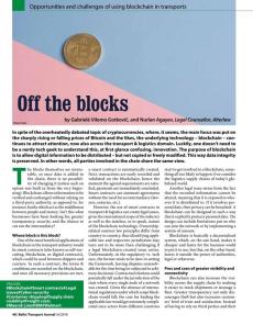 BTJ 6/18 - Off the blocks. Opportunities and challenges of using blockchain in transports