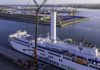 Copenhagen fitted with a rotor sail