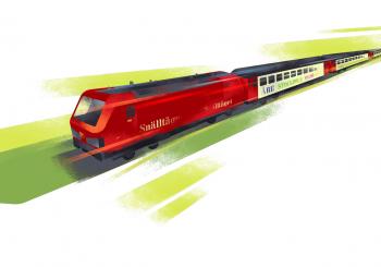 Cargo-passenger train in Sweden