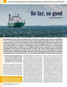 BTJ 3-4/18 - So far, so good. Interview with Ragnar Johansson, Managing Director, Swedish Orient Line, and Chairman Swedish Shipowners' Association