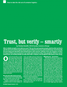 The Friday Long Read: Trust, but verify - smartly. How to take the risk out of container logistics